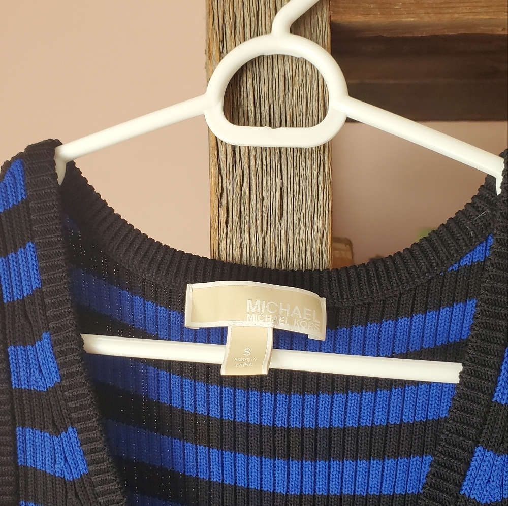 Michael Kors Asymmetrical Black and Blue Dress
